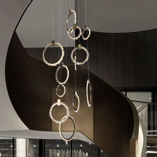 Primary Crystal 12 Rings Staircase Chandelier
