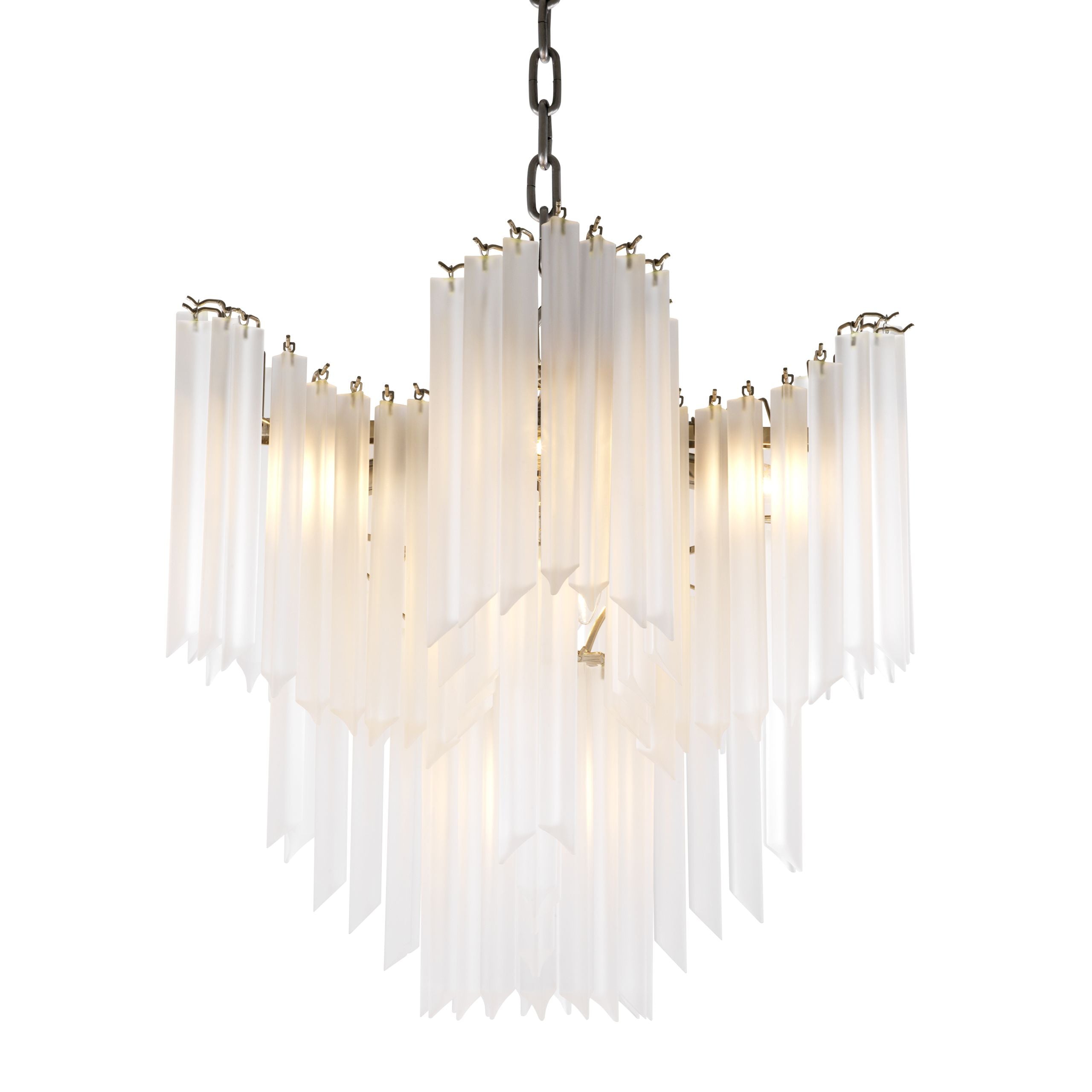 Pulsar Modern Glass Chandelier - Nickel