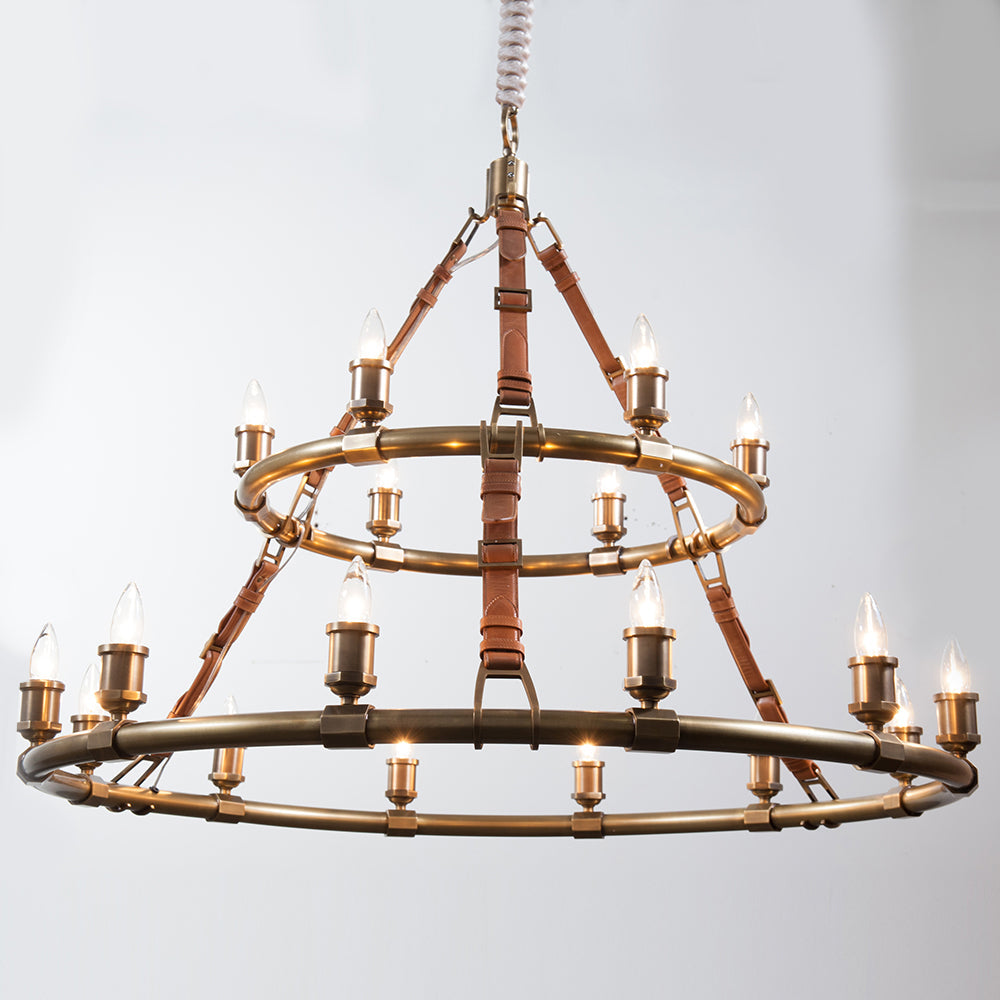 Redford Leather Round Chandelier