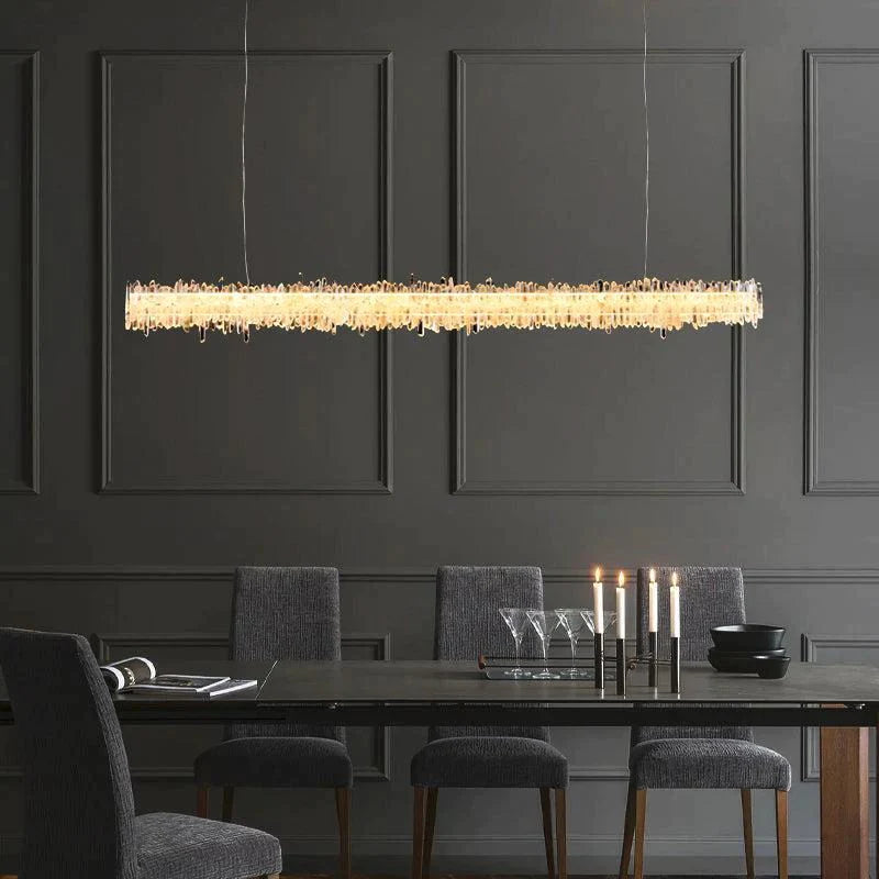 Patton Modern Rock Crystal Linear Chandelier,Island Chandelier