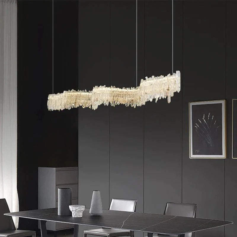 Patton Modern Rock Crystal Linear Chandelier,Island Chandelier