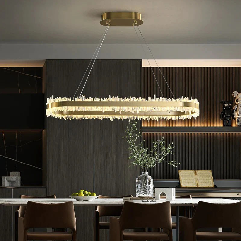 47 Inch Linear Chandelier Modern Quartz Crystal Chandelier for Dining Room