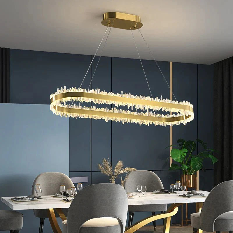 47 Inch Linear Chandelier Modern Quartz Crystal Chandelier for Dining Room