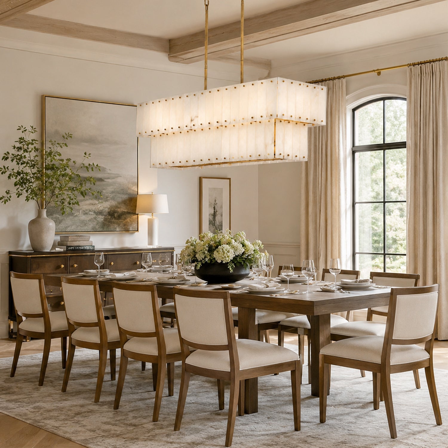 Simona Alabaster Linear 2-Tier Chandelier