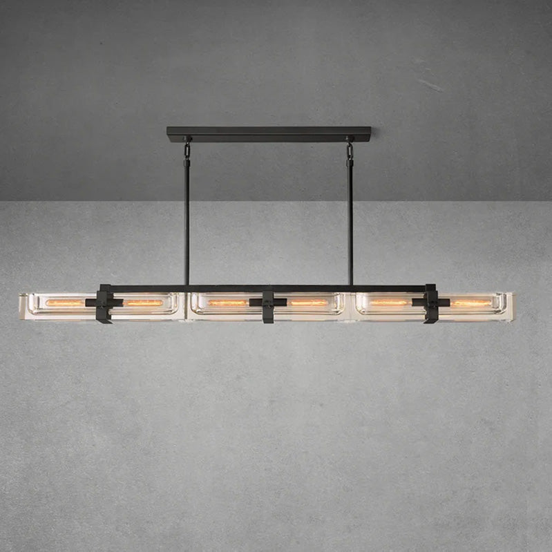 Elegant Savilen Linear Crystal Chandelier 24‑inch Lacquered Brass