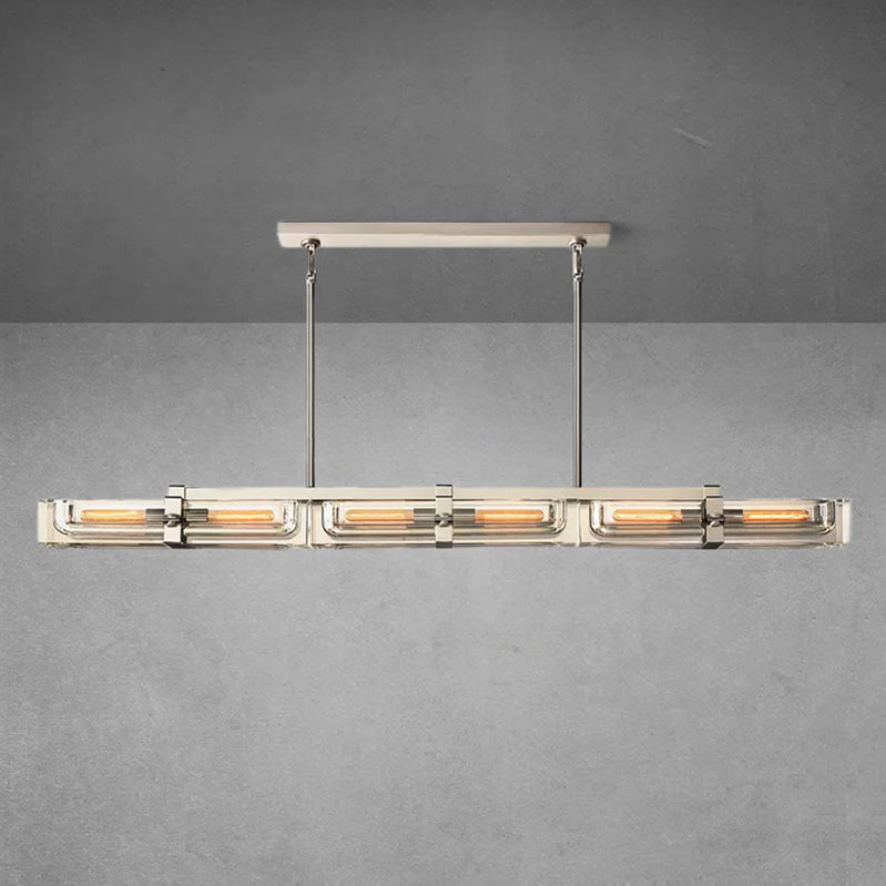 Elegant Savilen Linear Crystal Chandelier 24‑inch Lacquered Brass