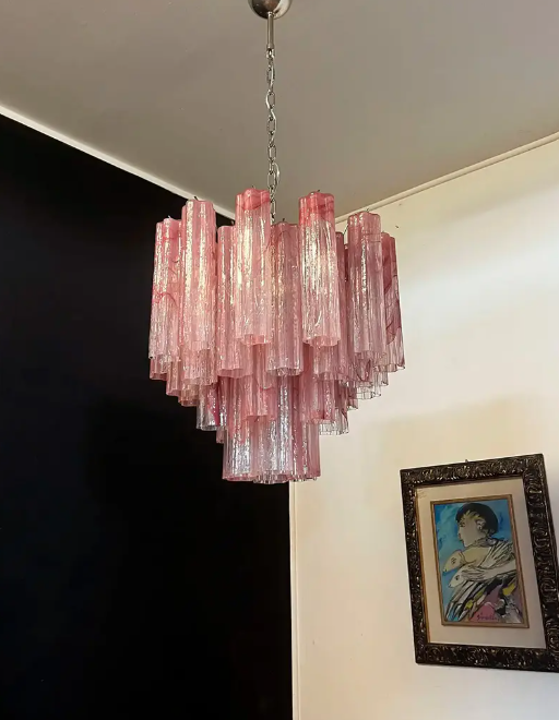 36-Tube Alabaster Chandelier, Pink