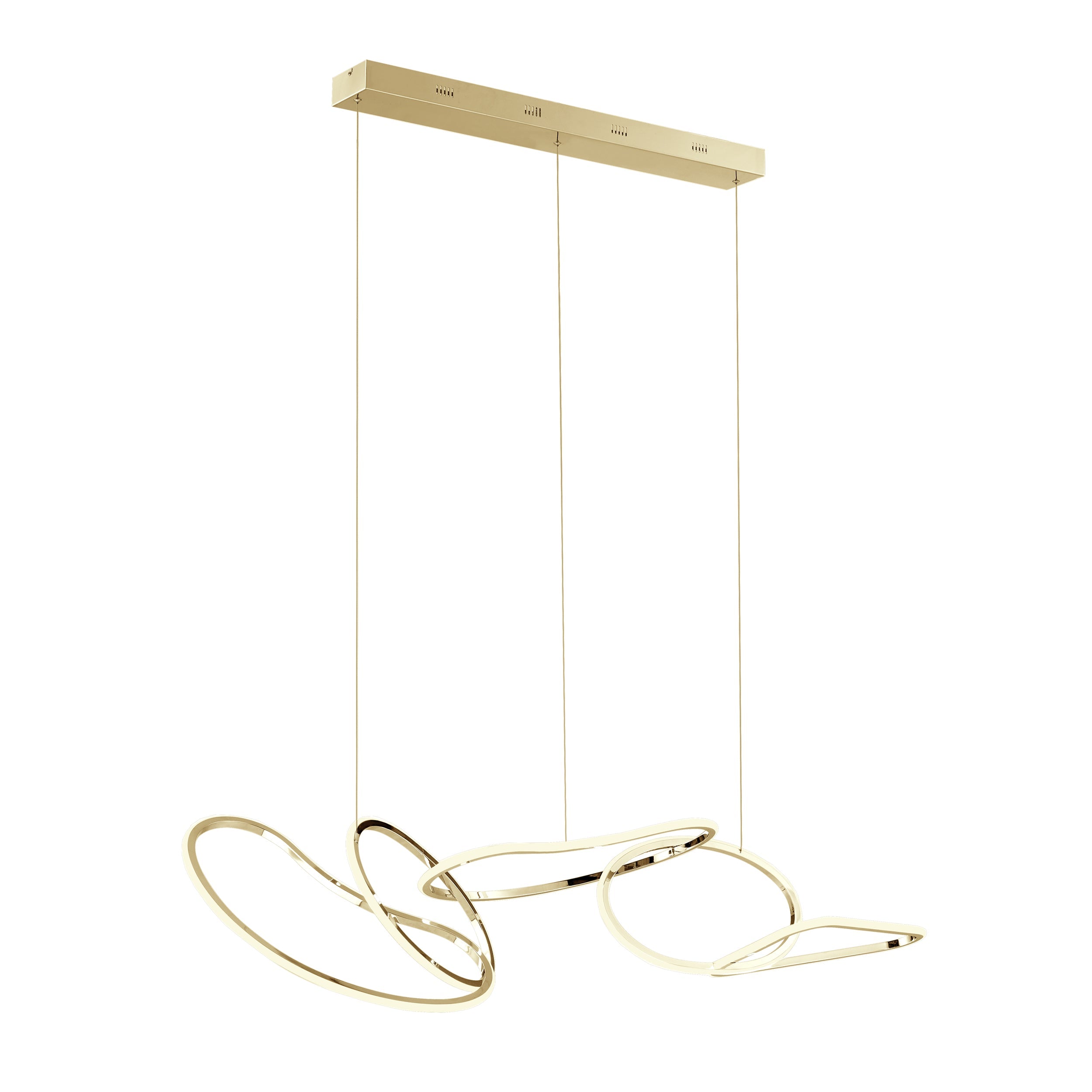 Seoul LED Hoops Rectangular Chandelier // Gold