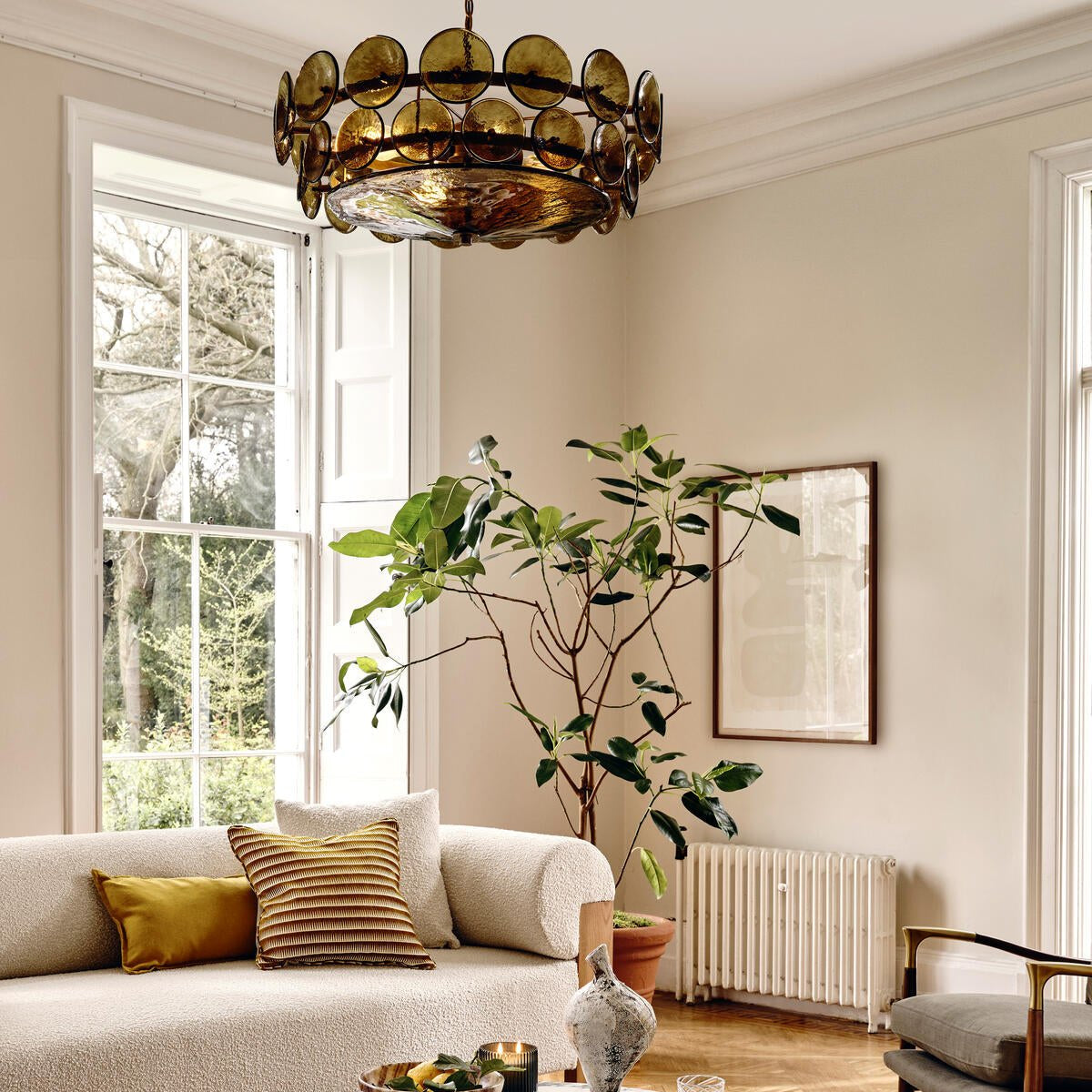 Solaris Amber Glass Disc Chandelier