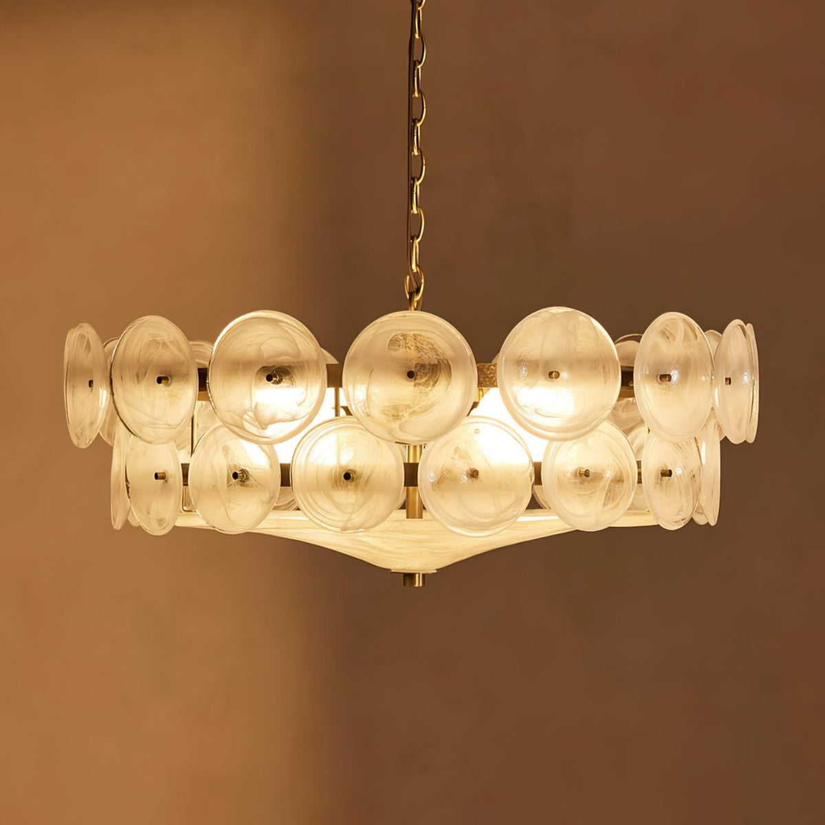 Solaris Amber Glass Disc Chandelier