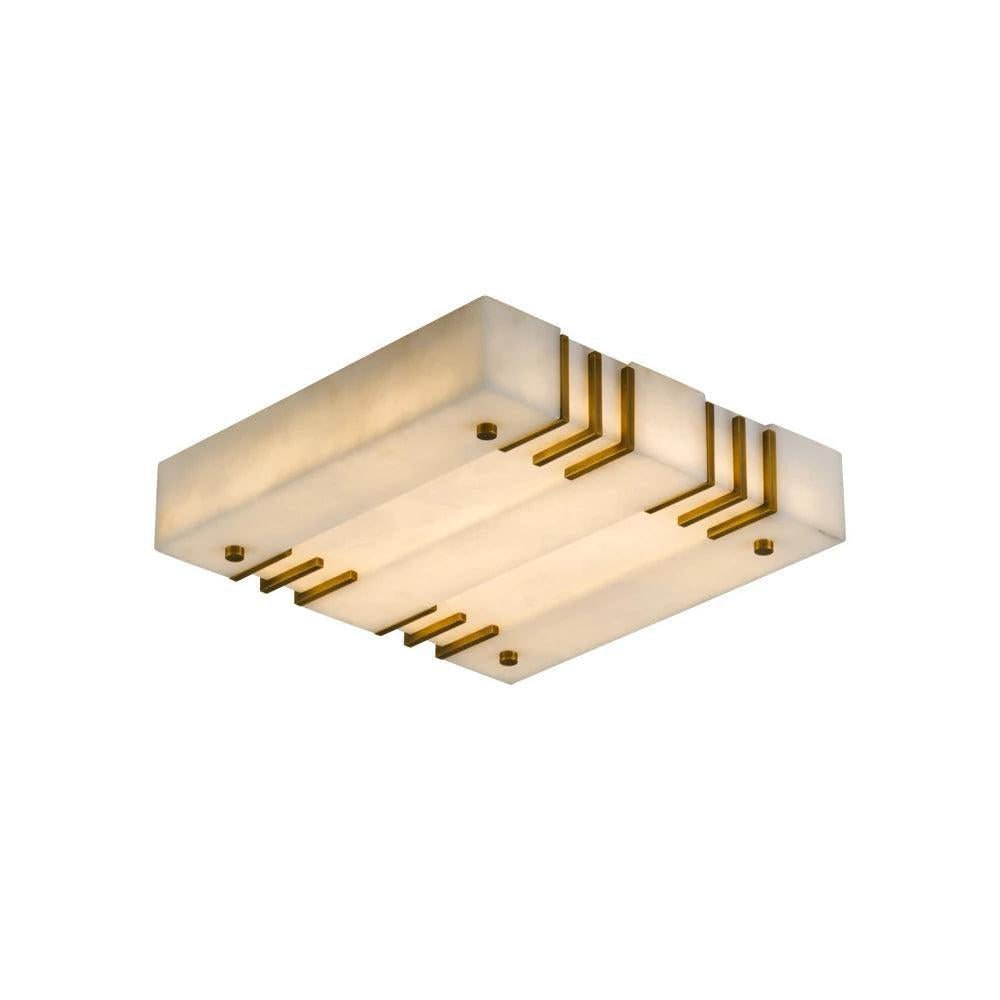 Elegant Square Alabaster Brass Ceiling Lamp – Soft Ambient Light