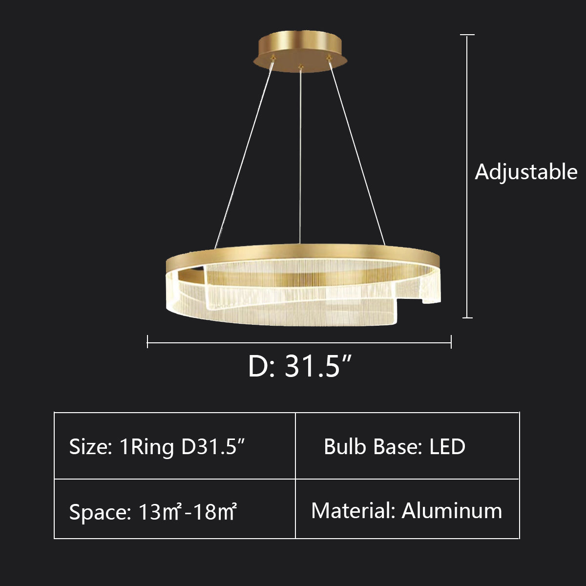 Designer Recommended Modern Simple Ring Round Acrylic Chandelier for Living Room/Bedroom/Dining Room