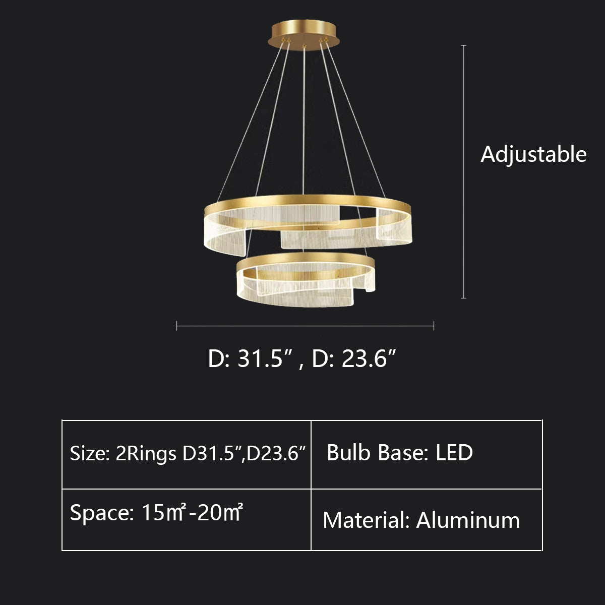 Designer Recommended Modern Simple Ring Round Acrylic Chandelier for Living Room/Bedroom/Dining Room