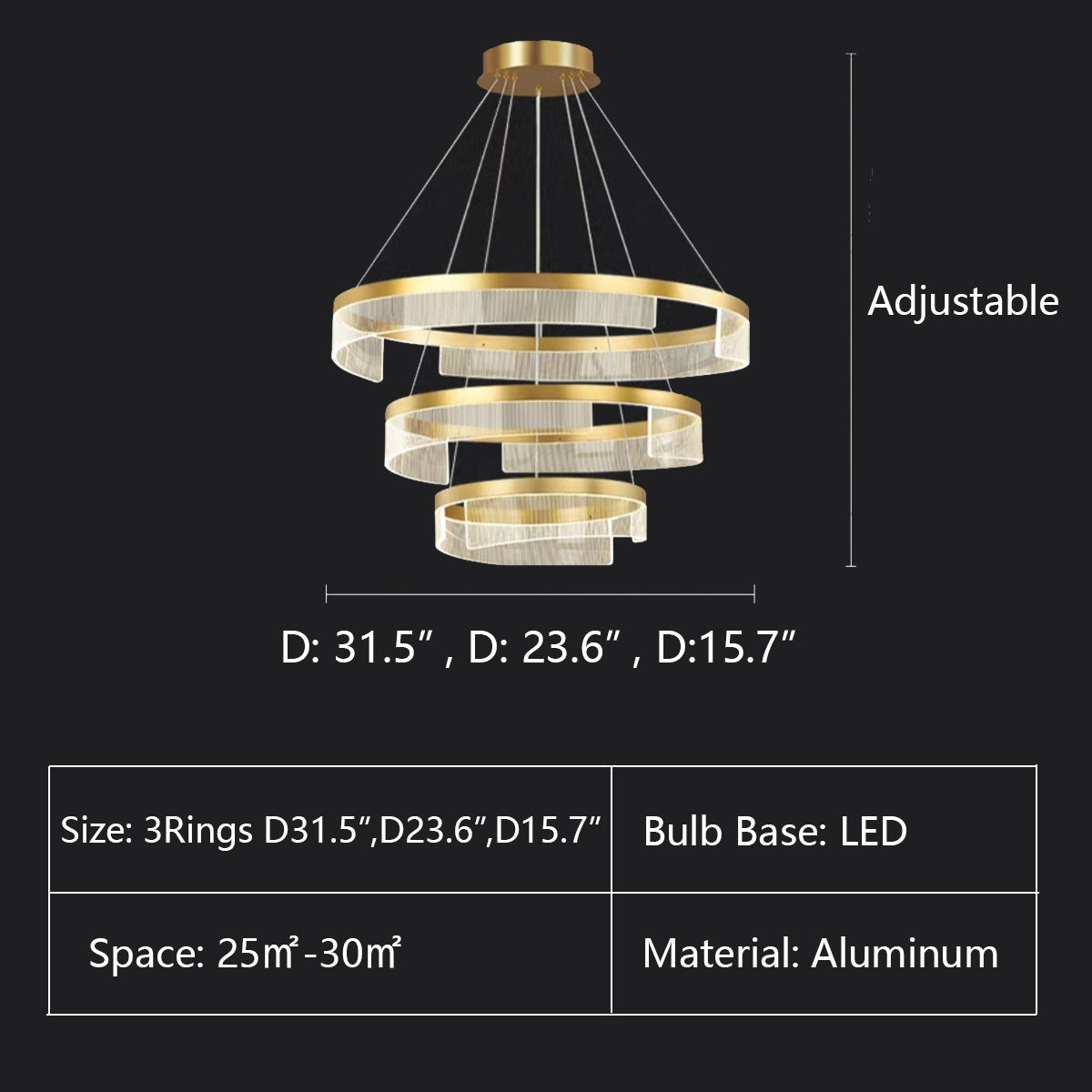 Designer Recommended Modern Simple Ring Round Acrylic Chandelier for Living Room/Bedroom/Dining Room