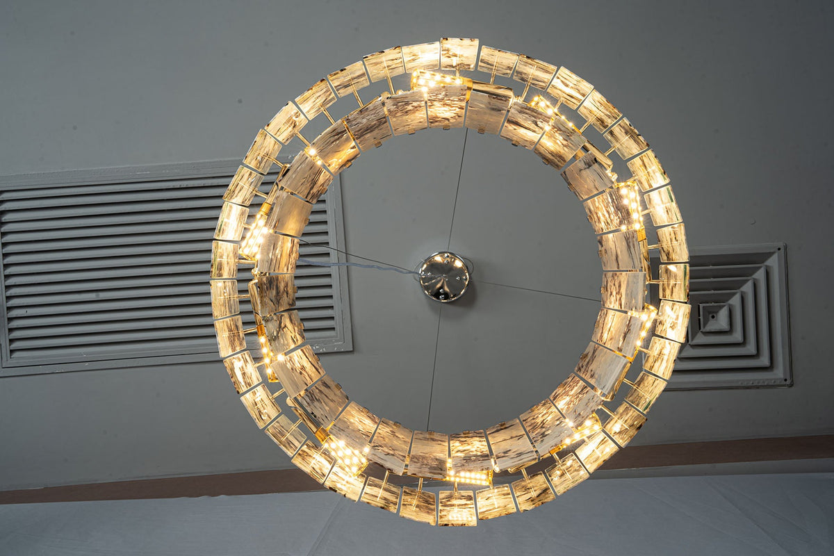 Modern Two-Tier Luxury Stone Round Chandelier