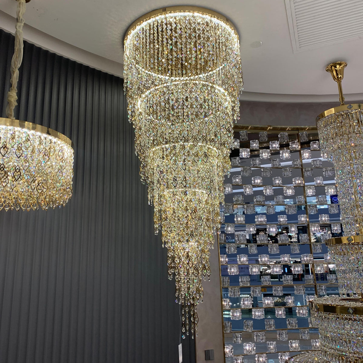 Modern Round 5-Layer Crystal Tassel Chandelier