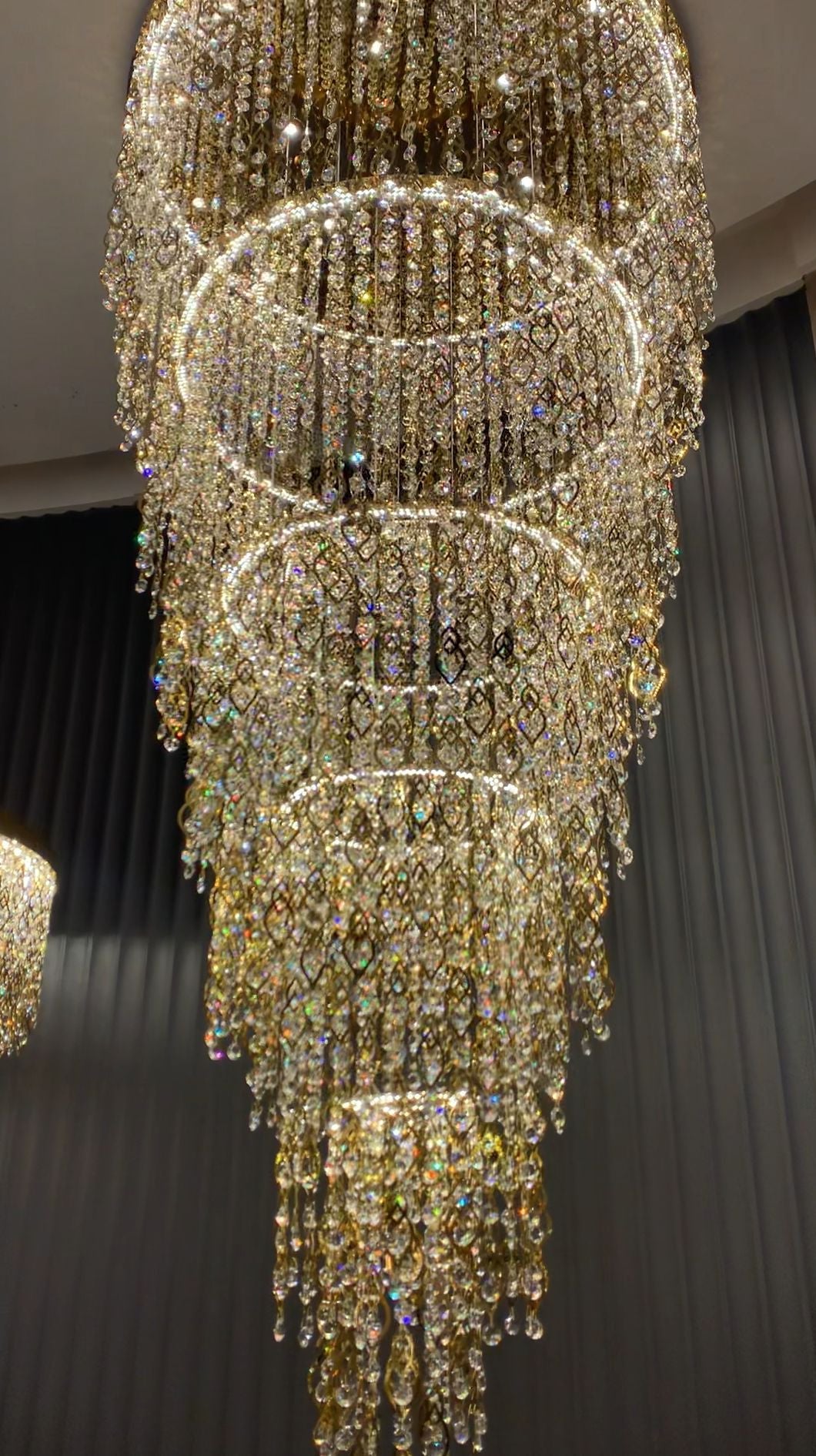 Modern Round 5-Layer Crystal Tassel Chandelier