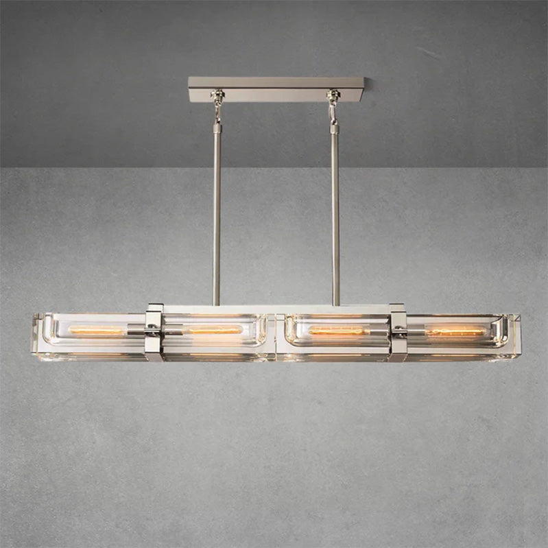 Elegant Savilen Linear Crystal Chandelier 24‑inch Lacquered Brass