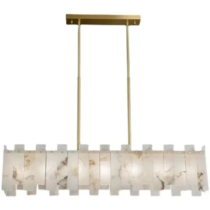 Alabaster Linear Dentate Chandelier 39"