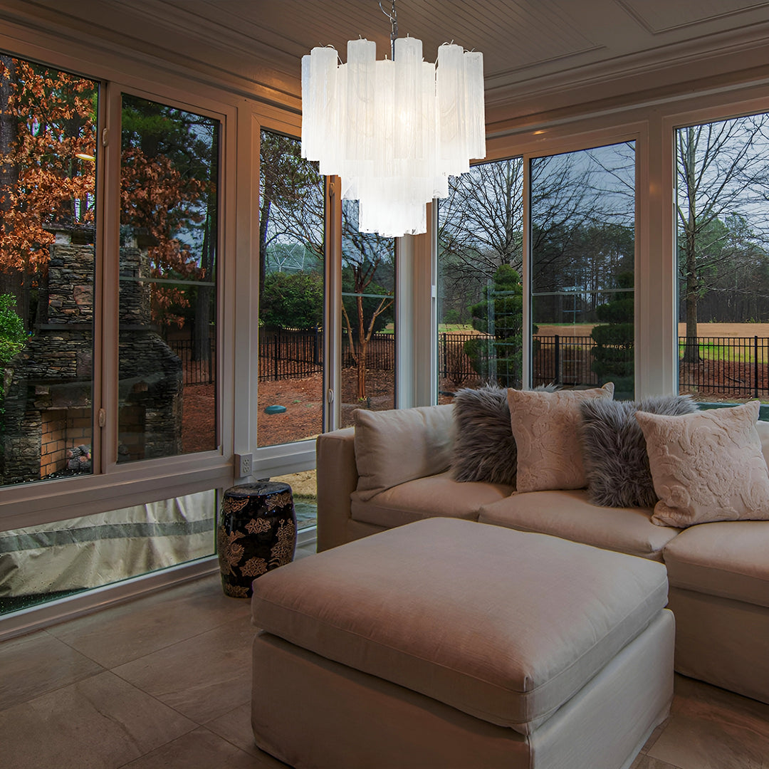 White Glass Tube Chandelier