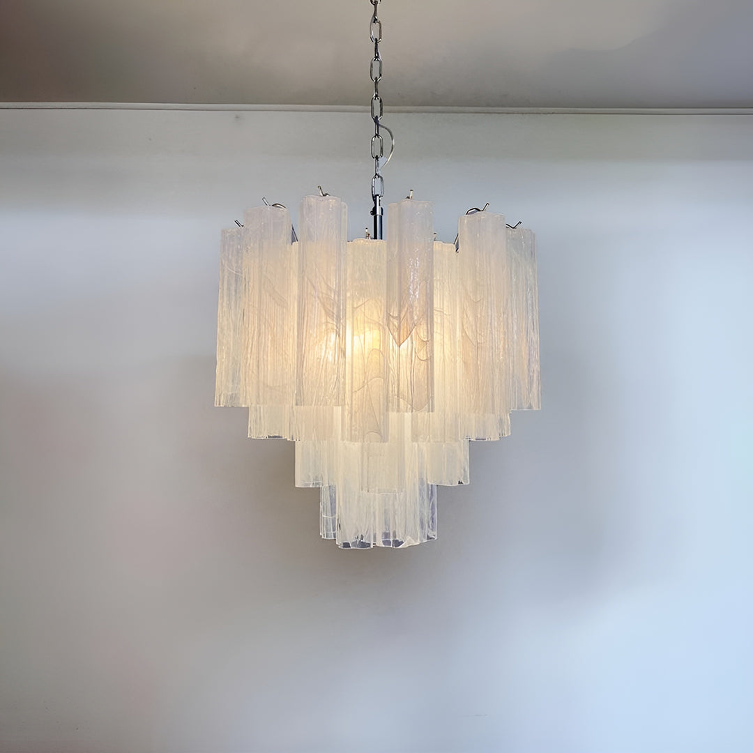 White Glass Tube Chandelier