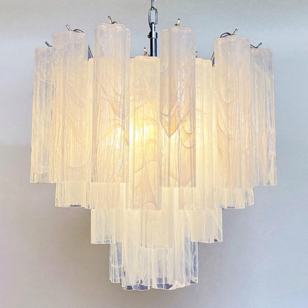 White Glass Tube Chandelier