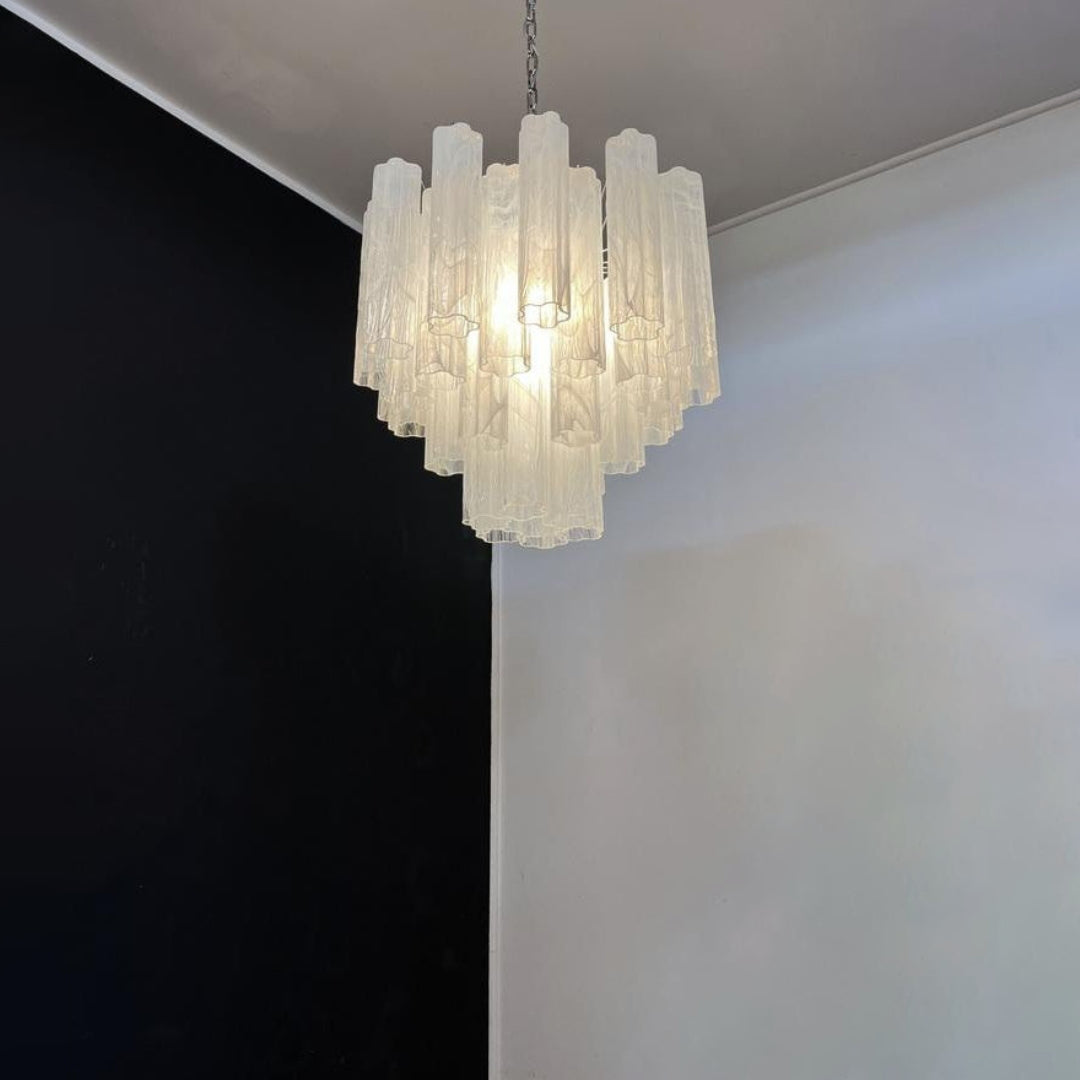 White Glass Tube Chandelier