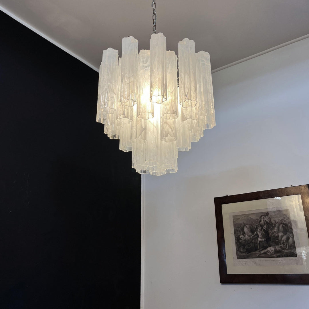 White Glass Tube Chandelier