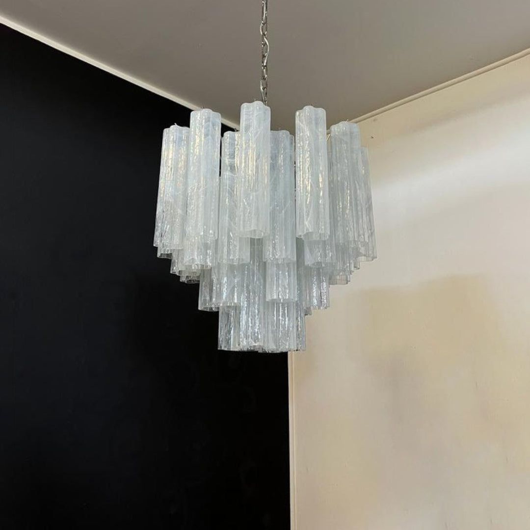 White Glass Tube Chandelier