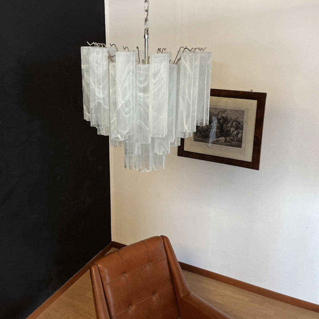 White Glass Tube Chandelier