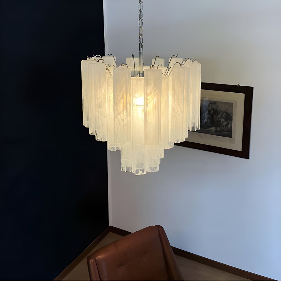 White Glass Tube Chandelier