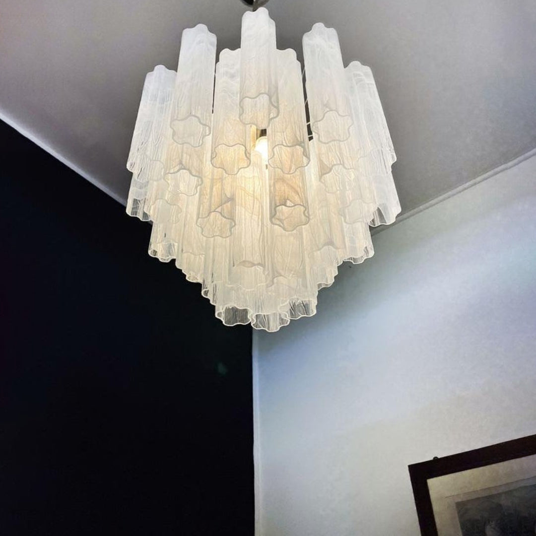 White Glass Tube Chandelier