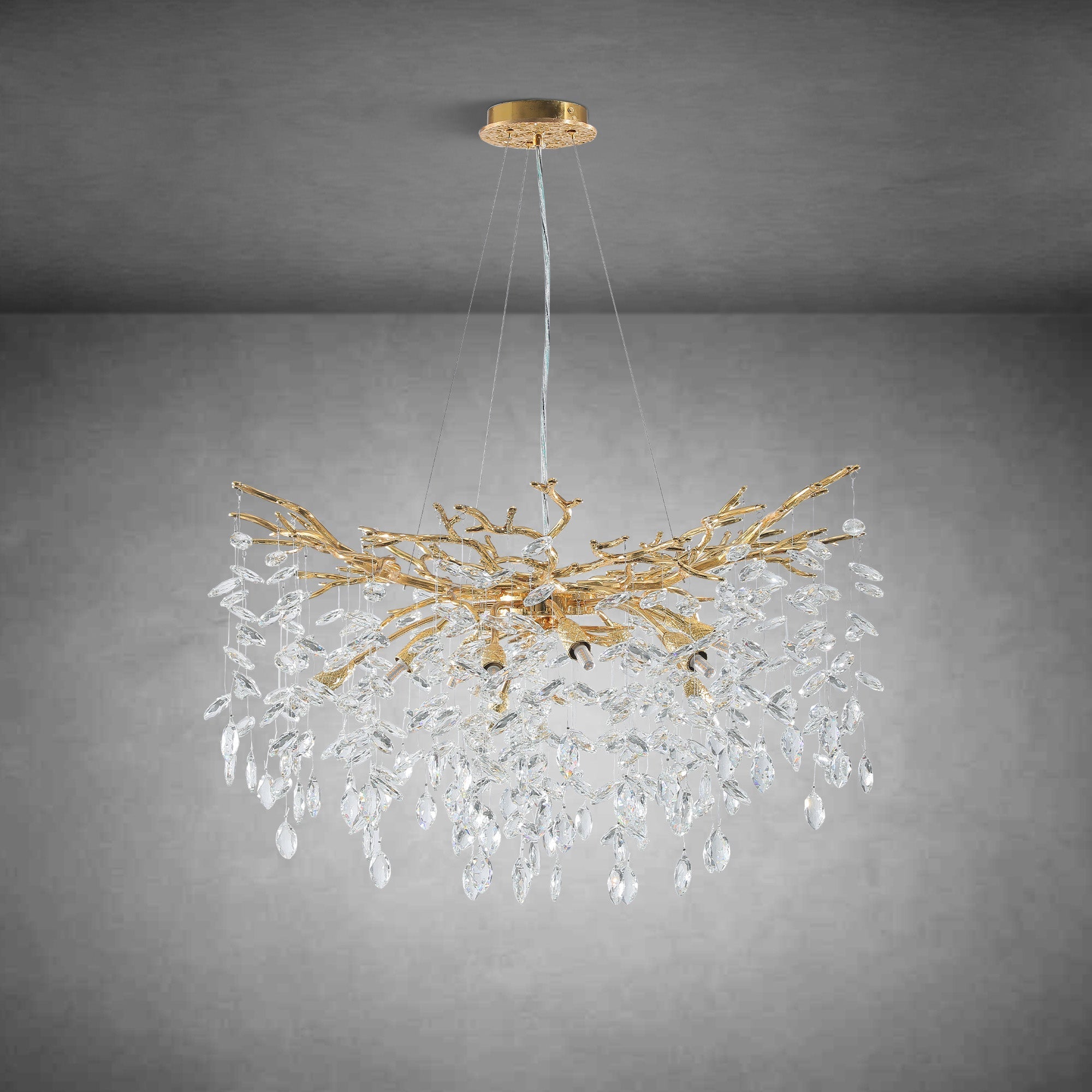 Modern Gold Tree Branch Crystal Chandelier