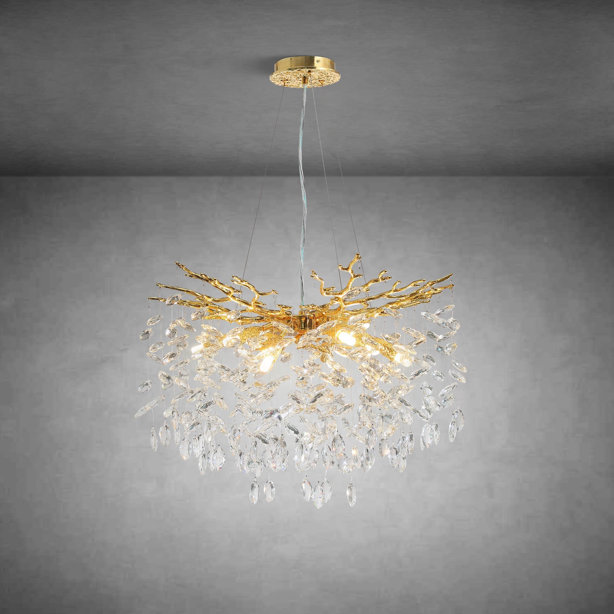 Modern Gold Tree Branch Crystal Chandelier