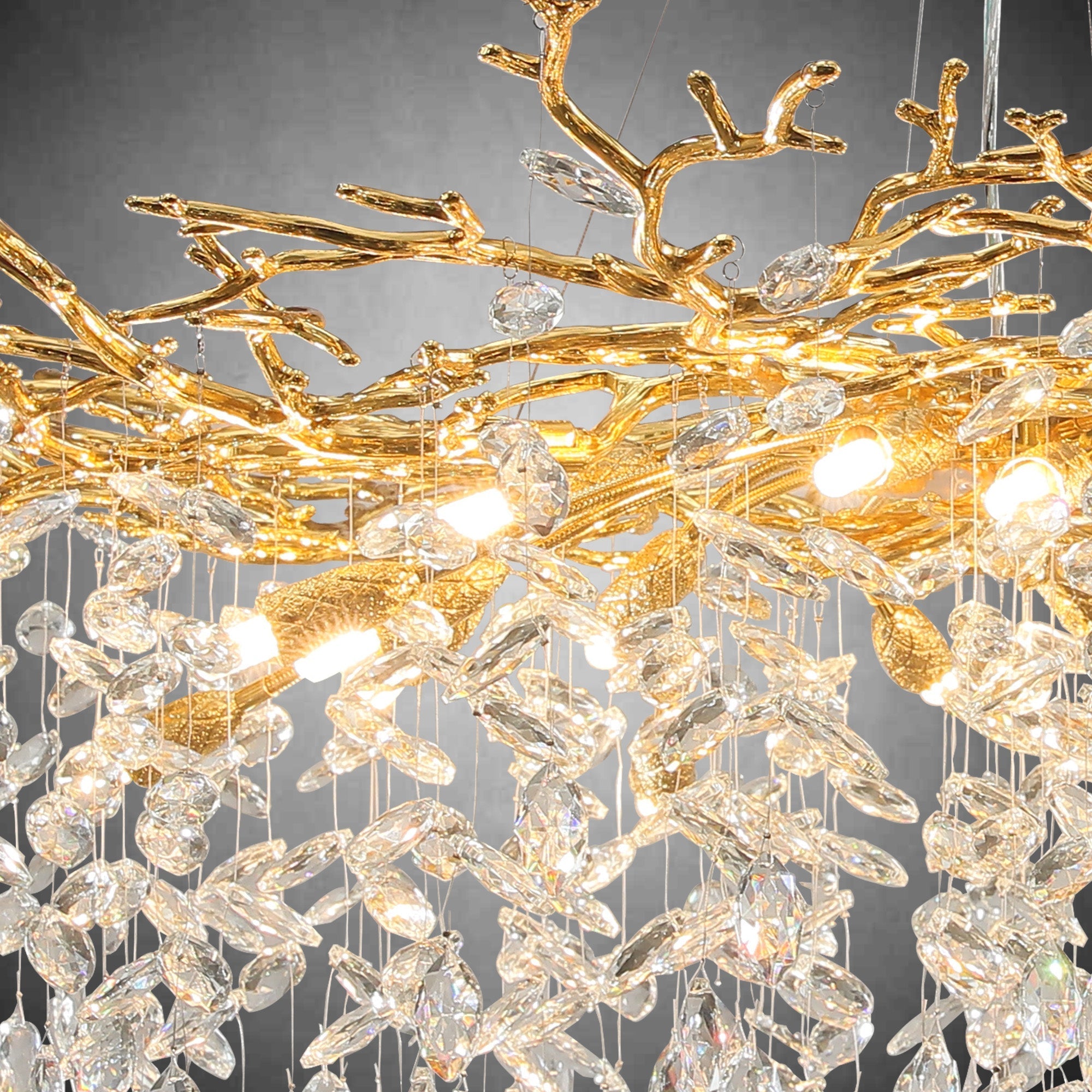 Modern Gold Tree Branch Crystal Chandelier