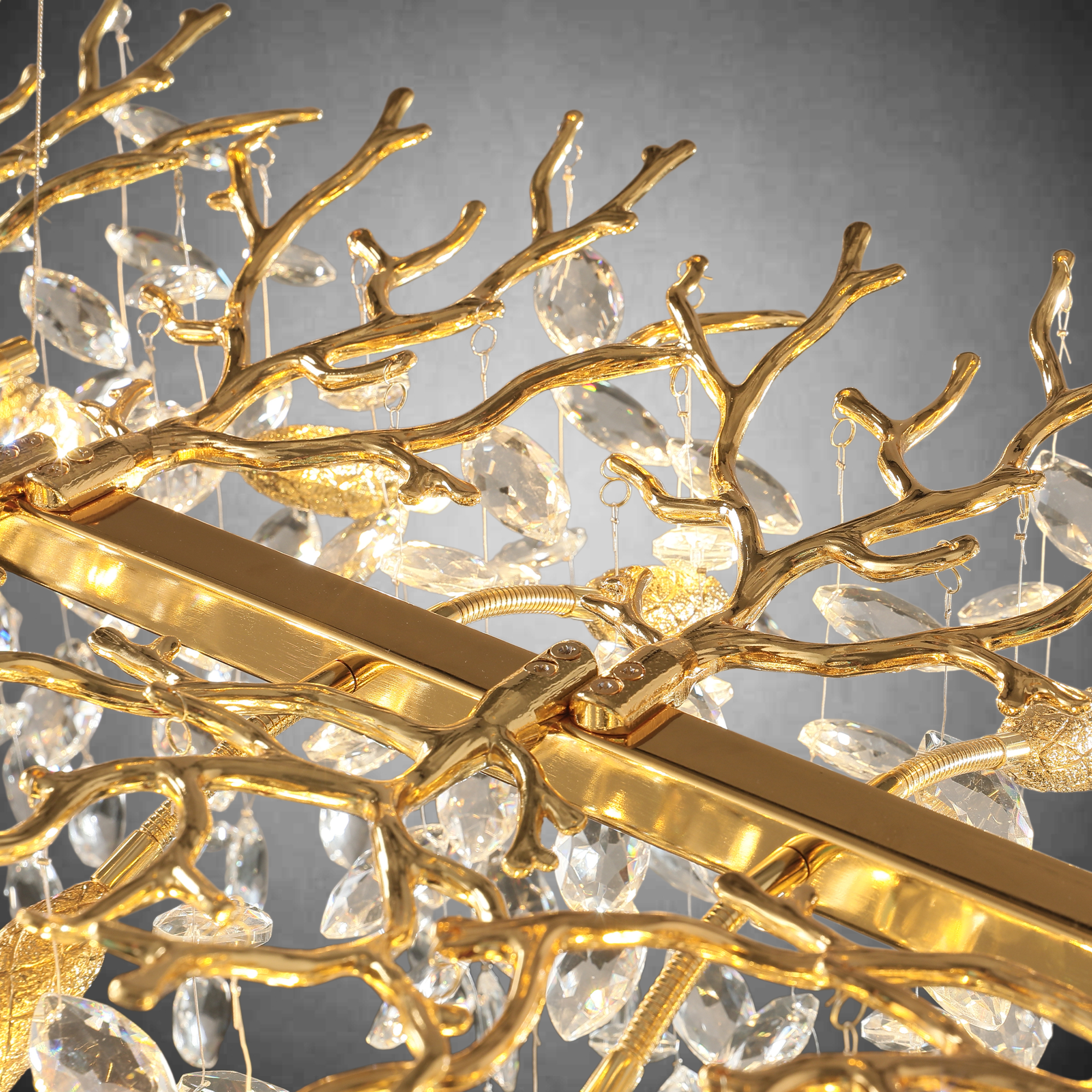 Modern Gold Tree Branch Crystal Chandelier