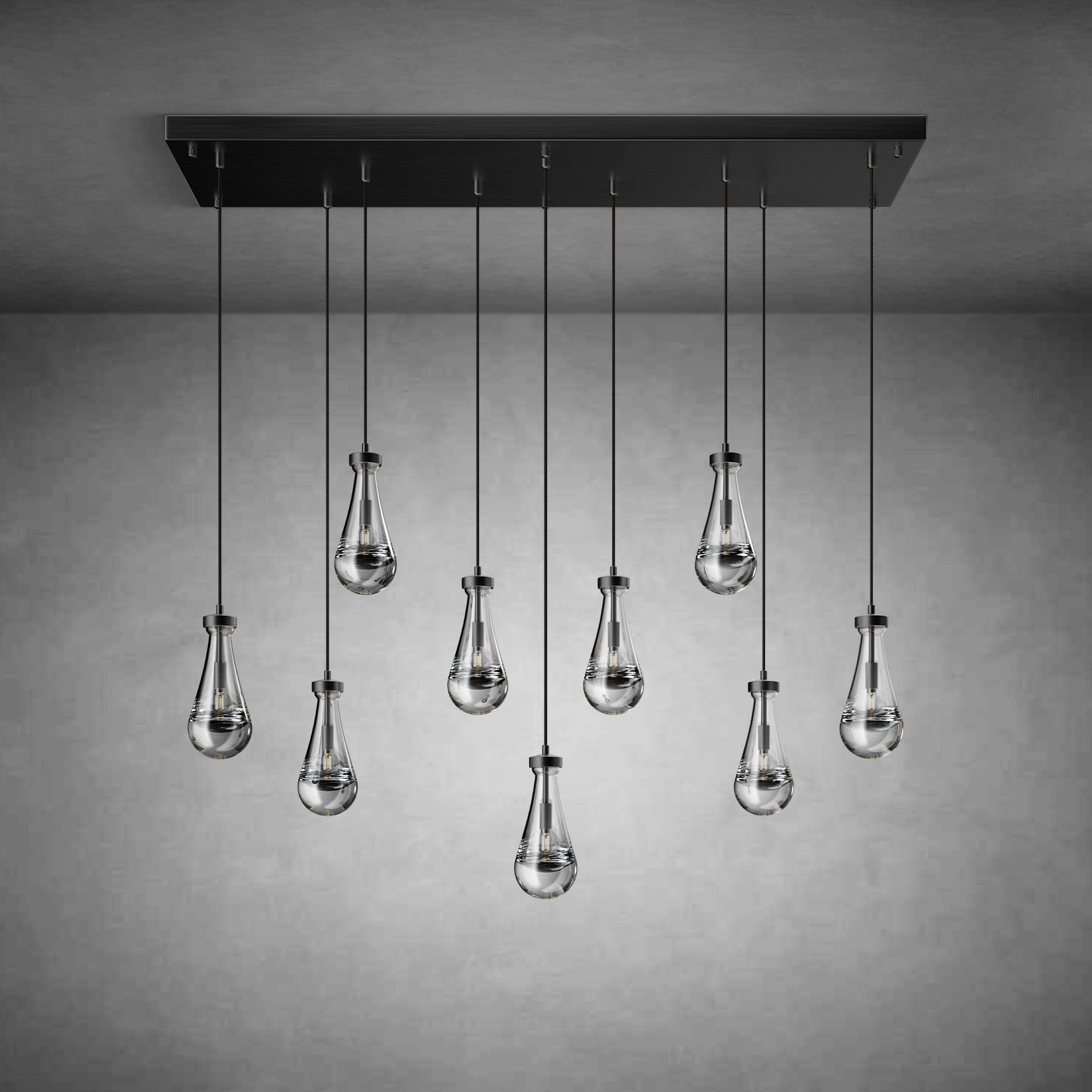 Raindrop-Shaped Island Pendant Lamp - 9 Lamps