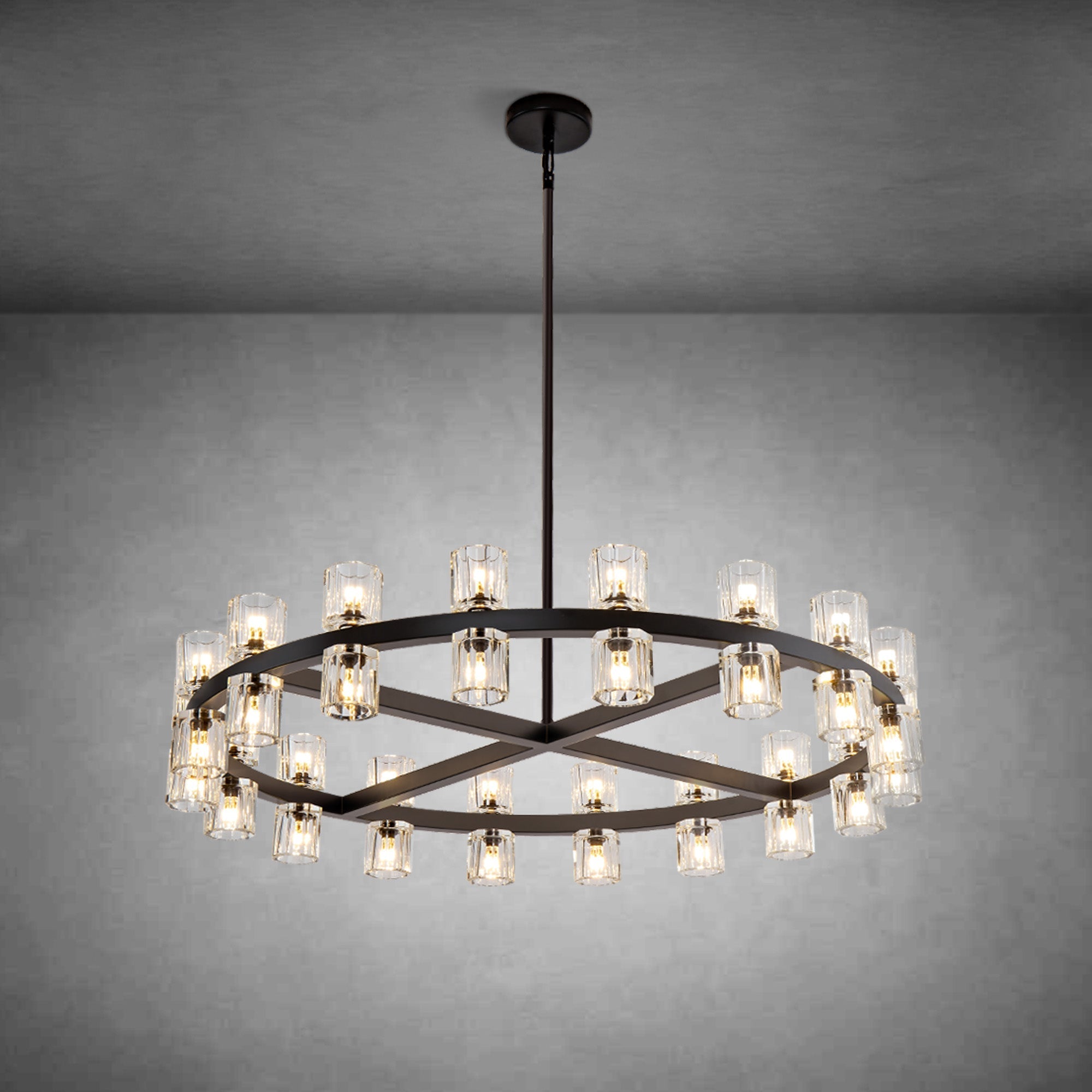 Modern Round Chandelier,K9 Crystal Chandeliers for Dining Room