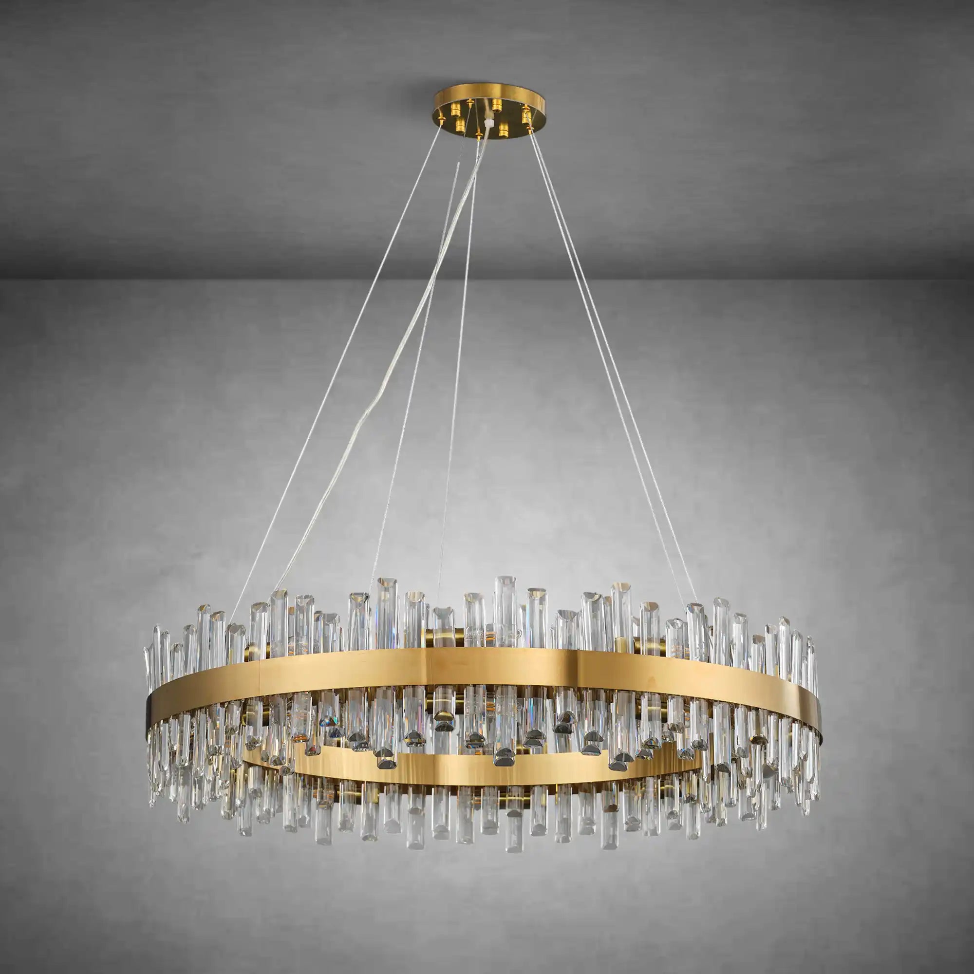 Modern Gold 2-Tier Crystal Chandelier 39.4 Inch