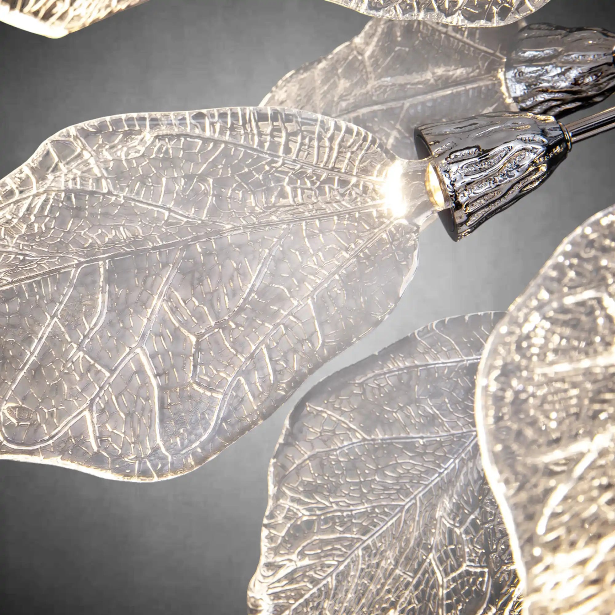 Modern Silver Leaf Chandelier D23 LED Dimmer Adjustable