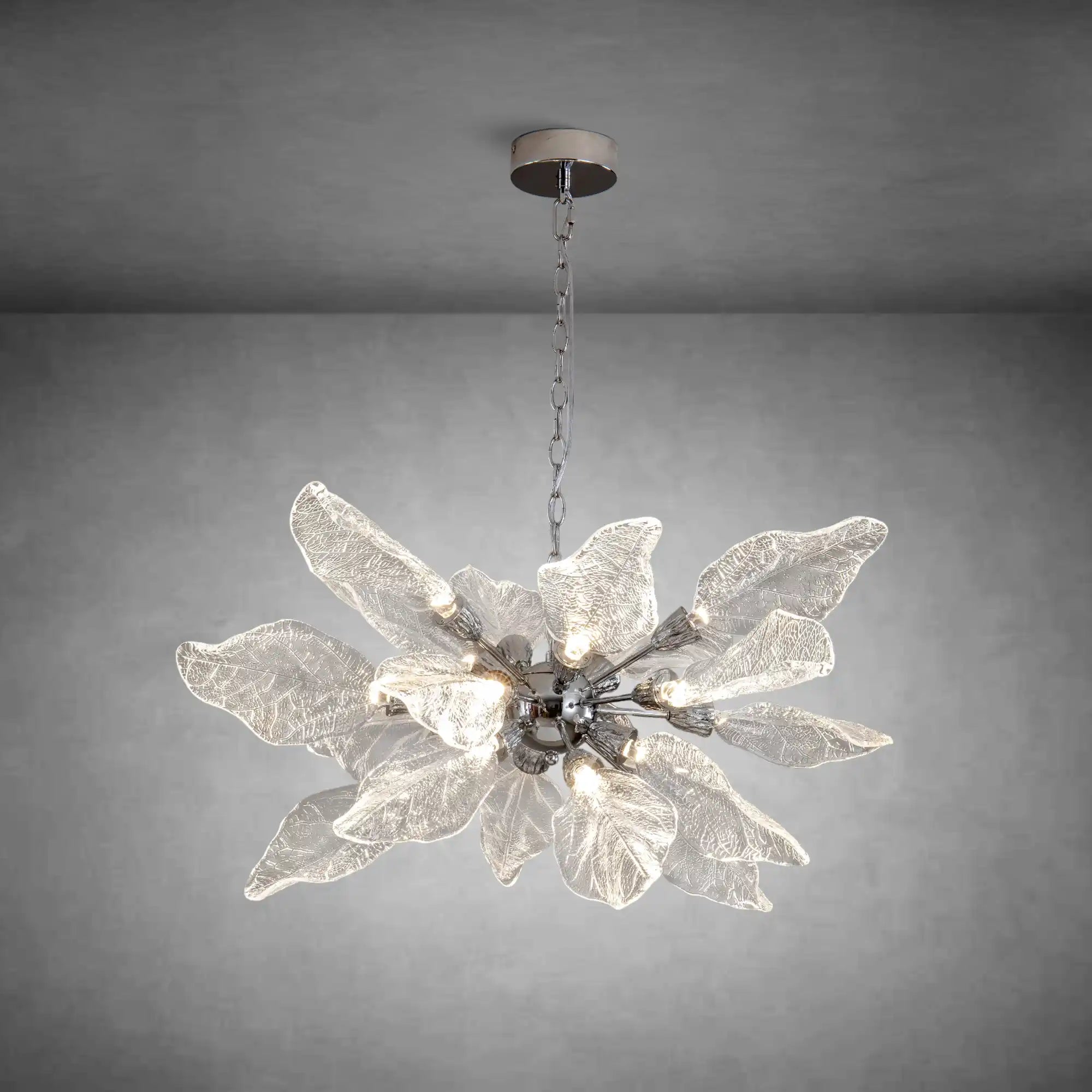 Modern Silver Leaf Chandelier D23 LED Dimmer Adjustable