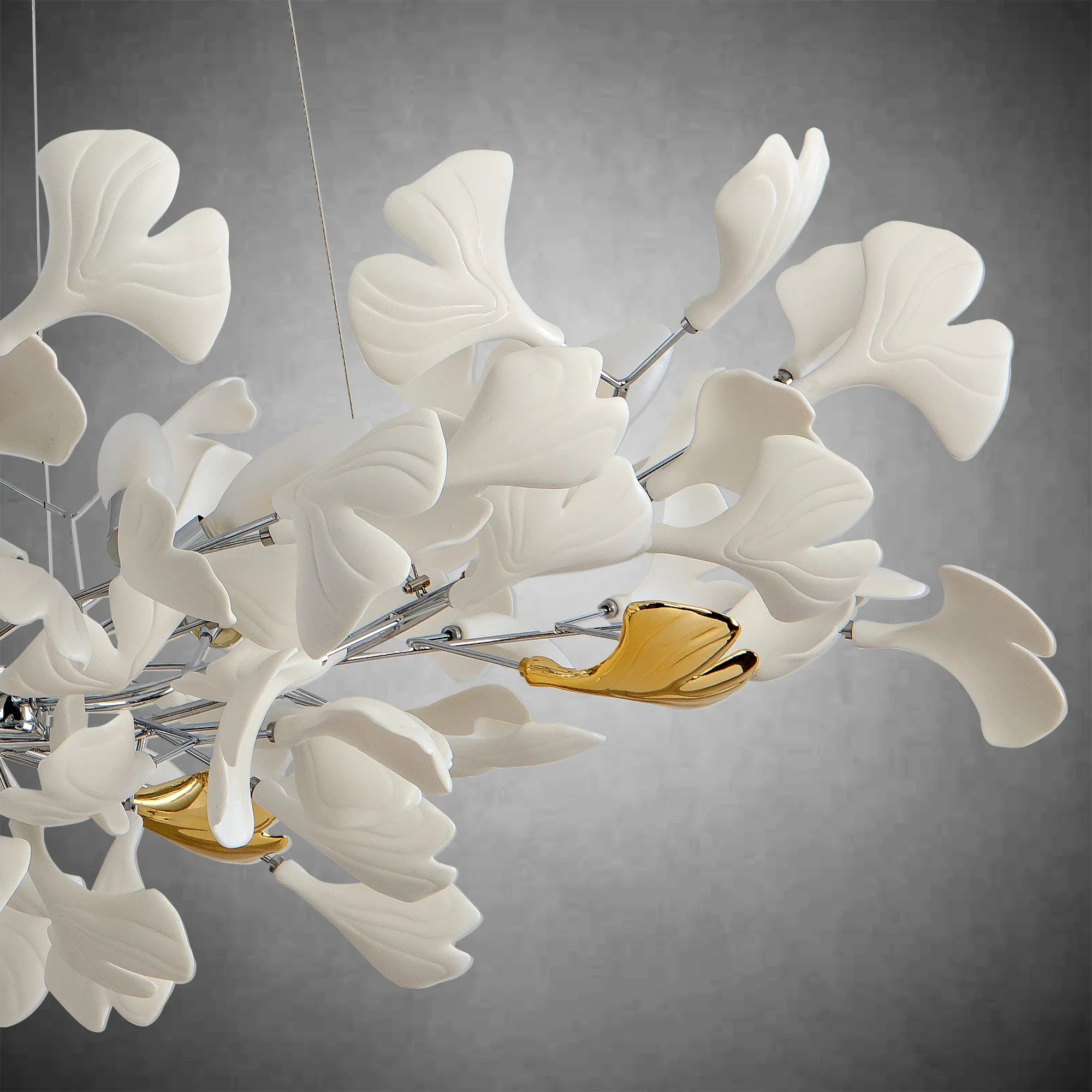 Branch Chandelier White Ceramic Ginkgo Leaf Chandeliers