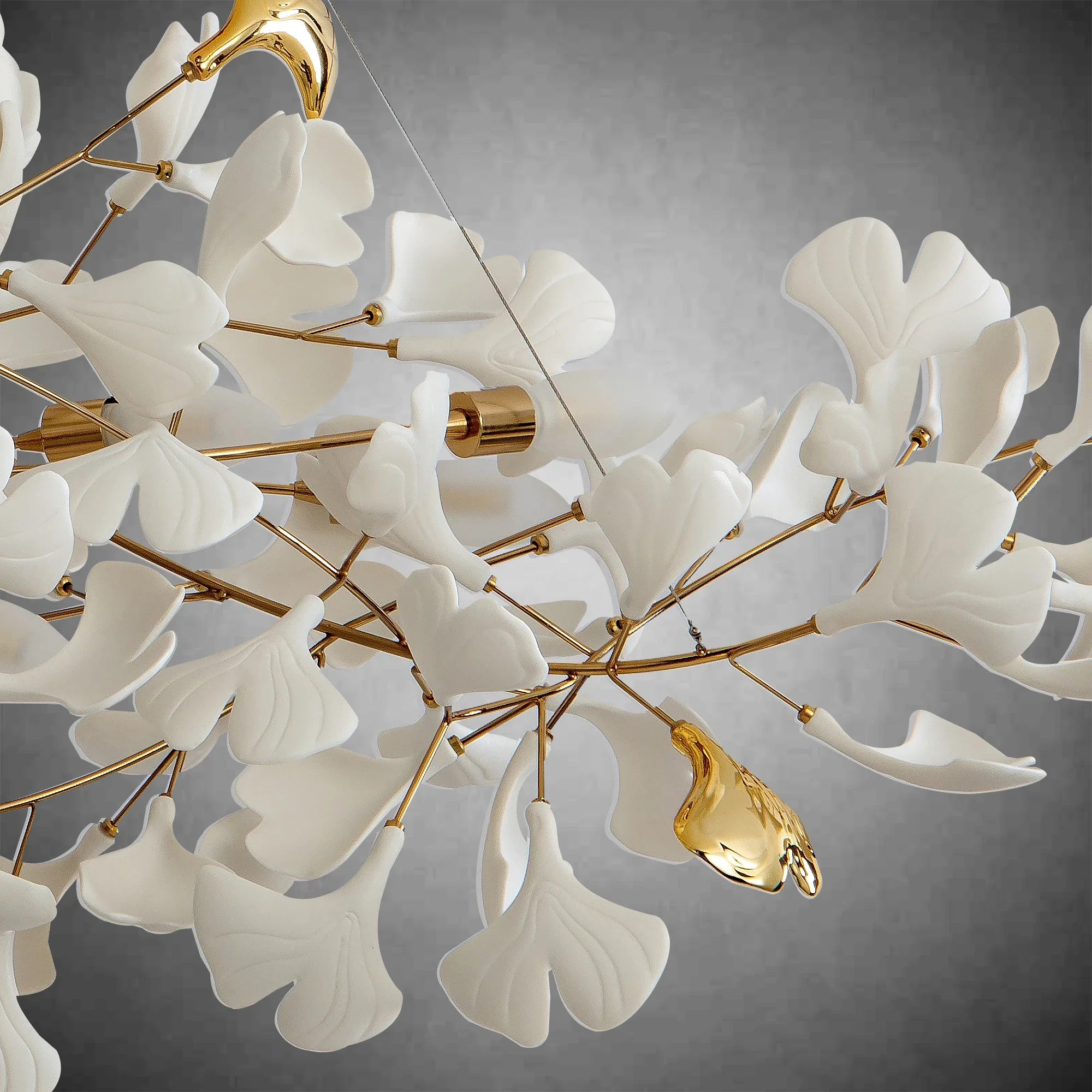 Branch Chandelier White Ceramic Ginkgo Leaf Chandeliers