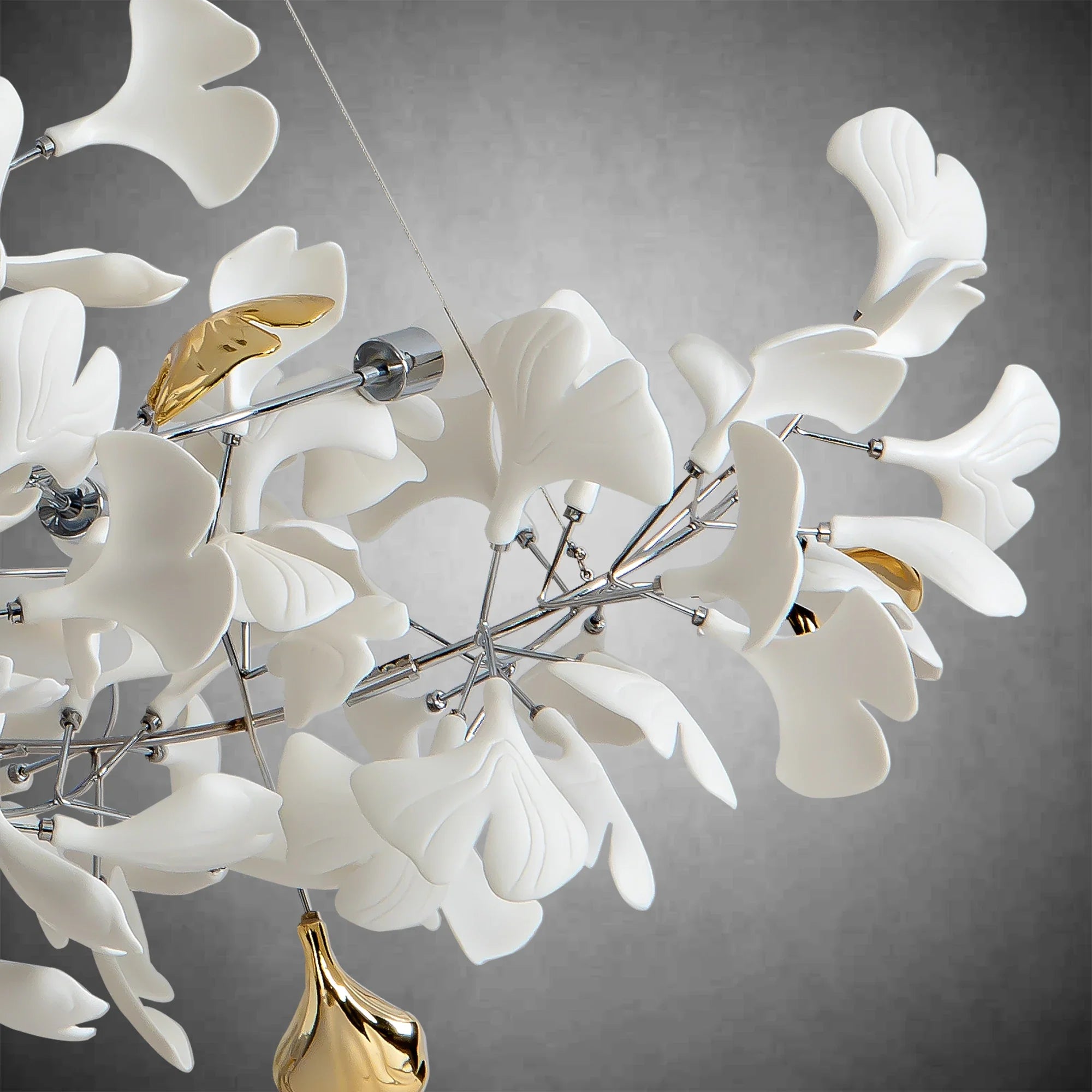 Branch Chandelier White Ceramic Ginkgo Leaf Chandeliers