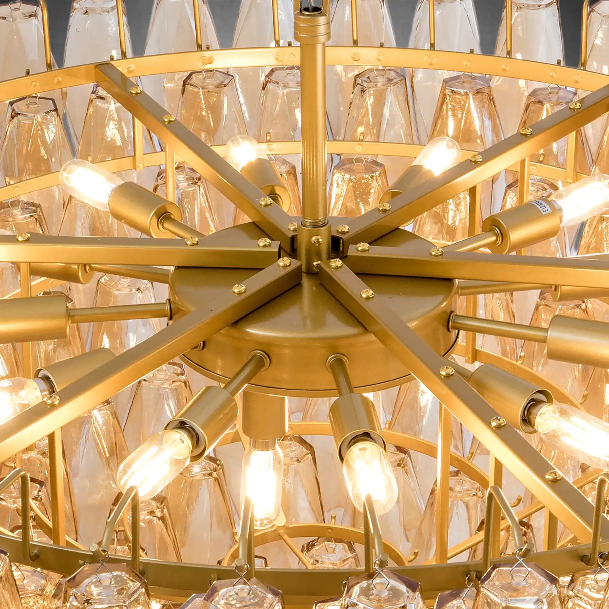 37" Extra Large Chandelier 14-Light Gold Modern Round Chandelier for Living Room