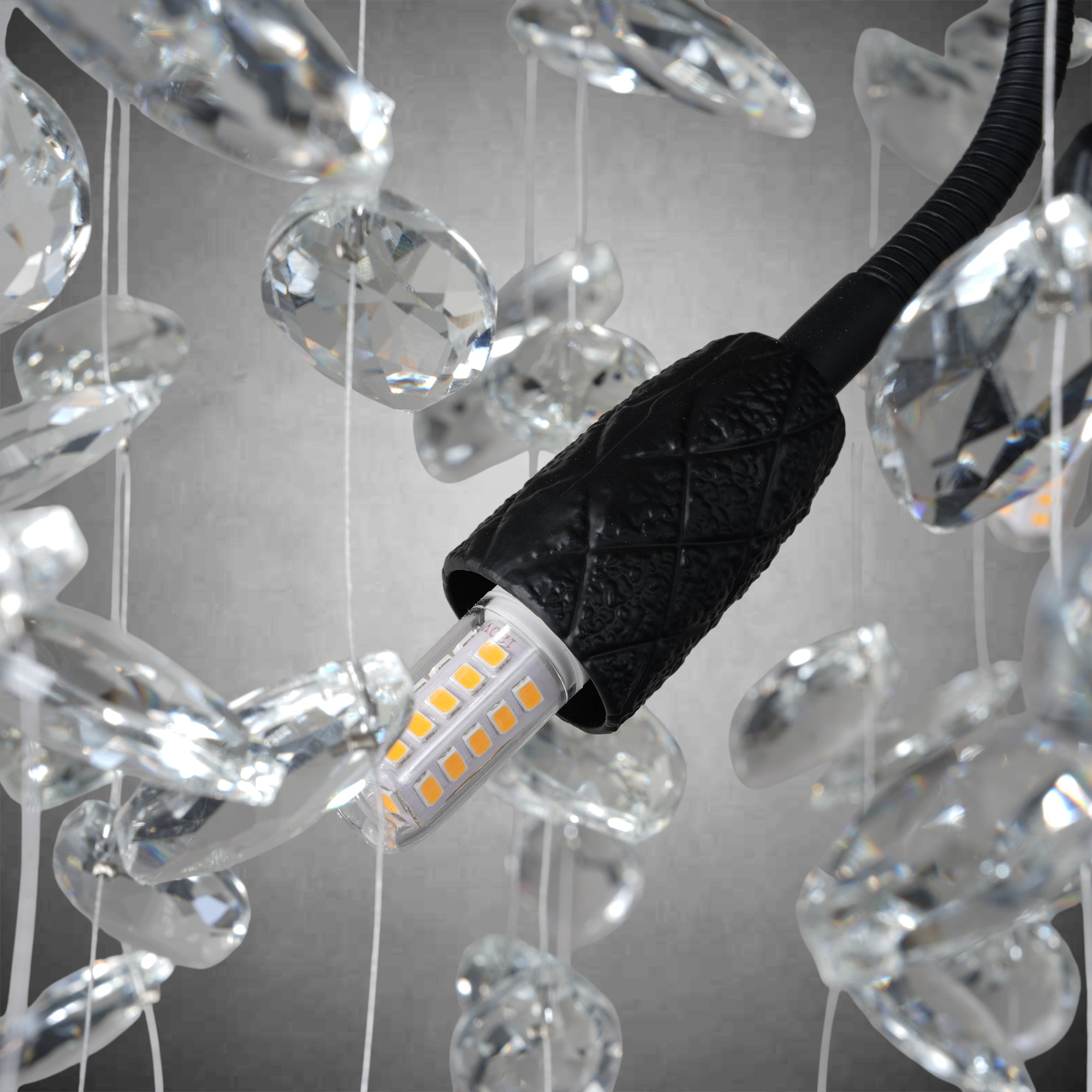 30" Black Crystal Chandelier, 10-Light Tree Branch Chandelier for Dining Room, Luxury Round K9 Crystal Raindrop Chandeliers Light Fixture for Living Room Foyer Entryway Bedroom Kitchen