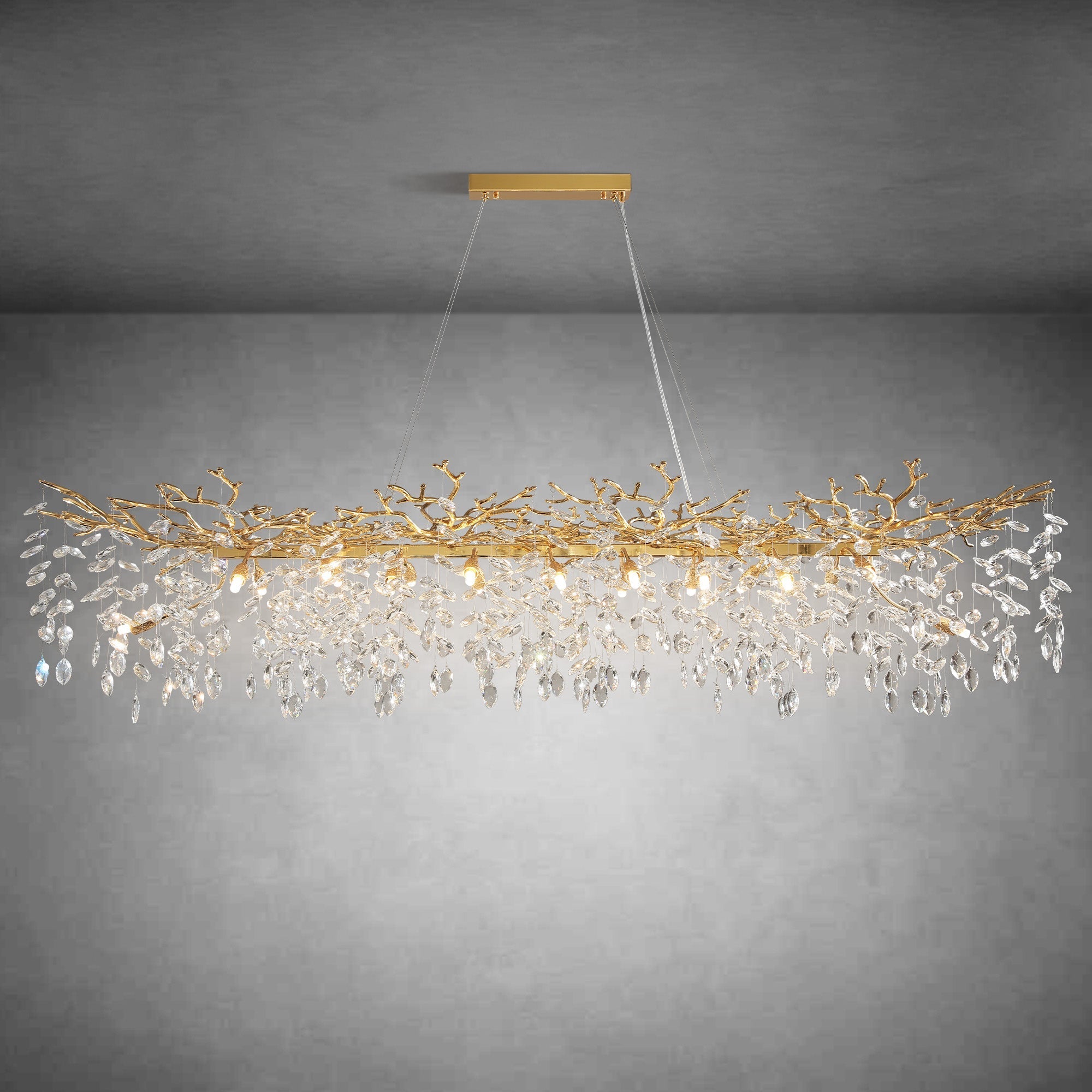 Modern Gold Tree Branch Crystal Chandelier