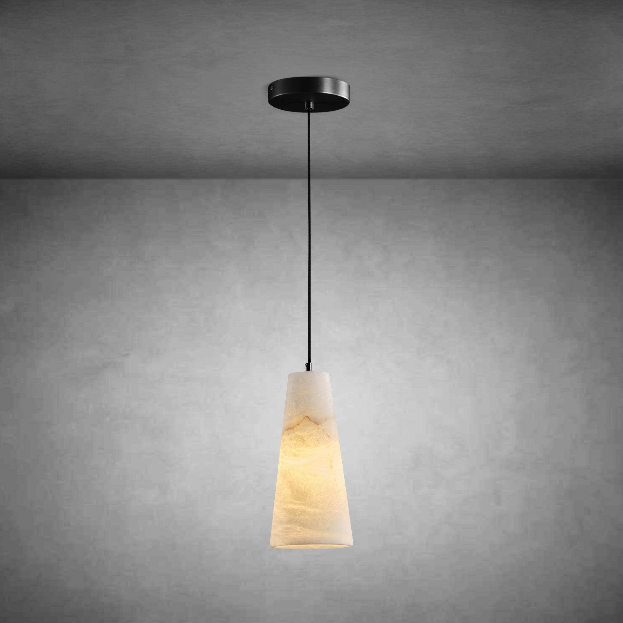 Alabaster Cone-Shaped Pendant Lamp