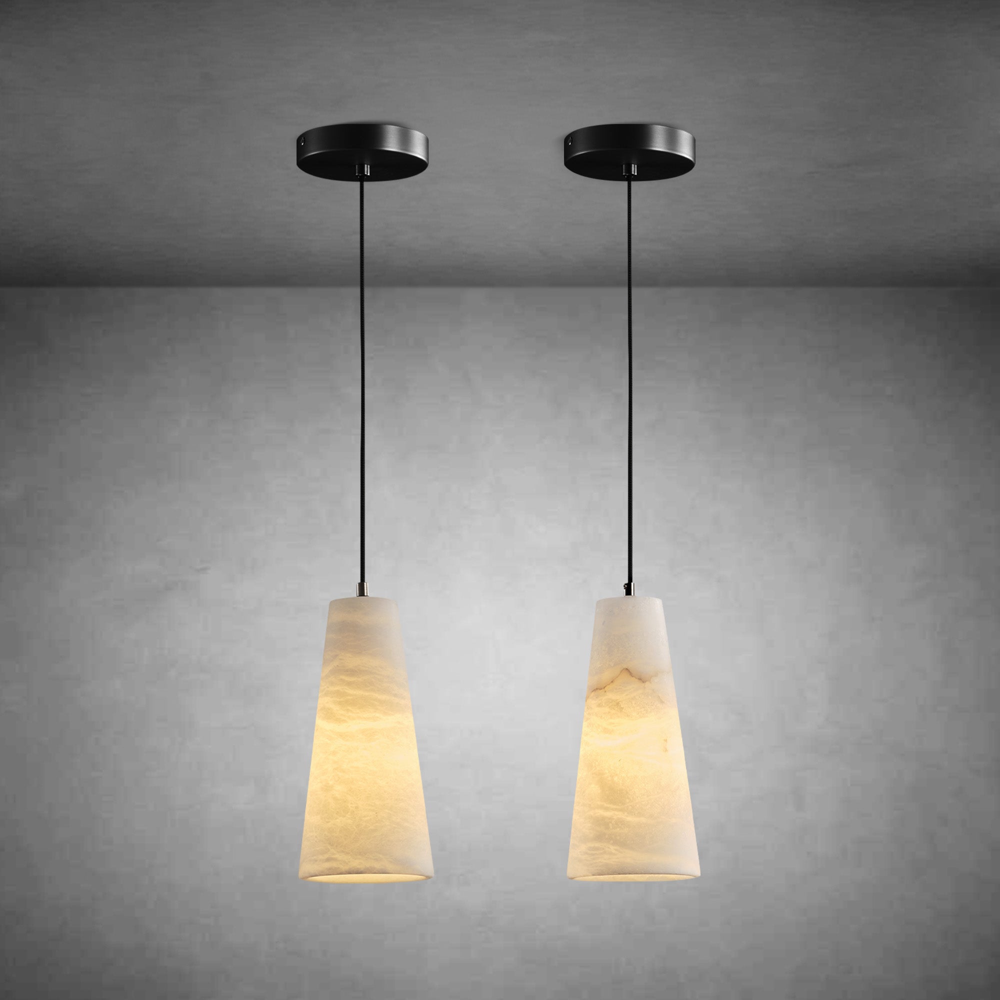 Alabaster Cone-Shaped Pendant Lamp