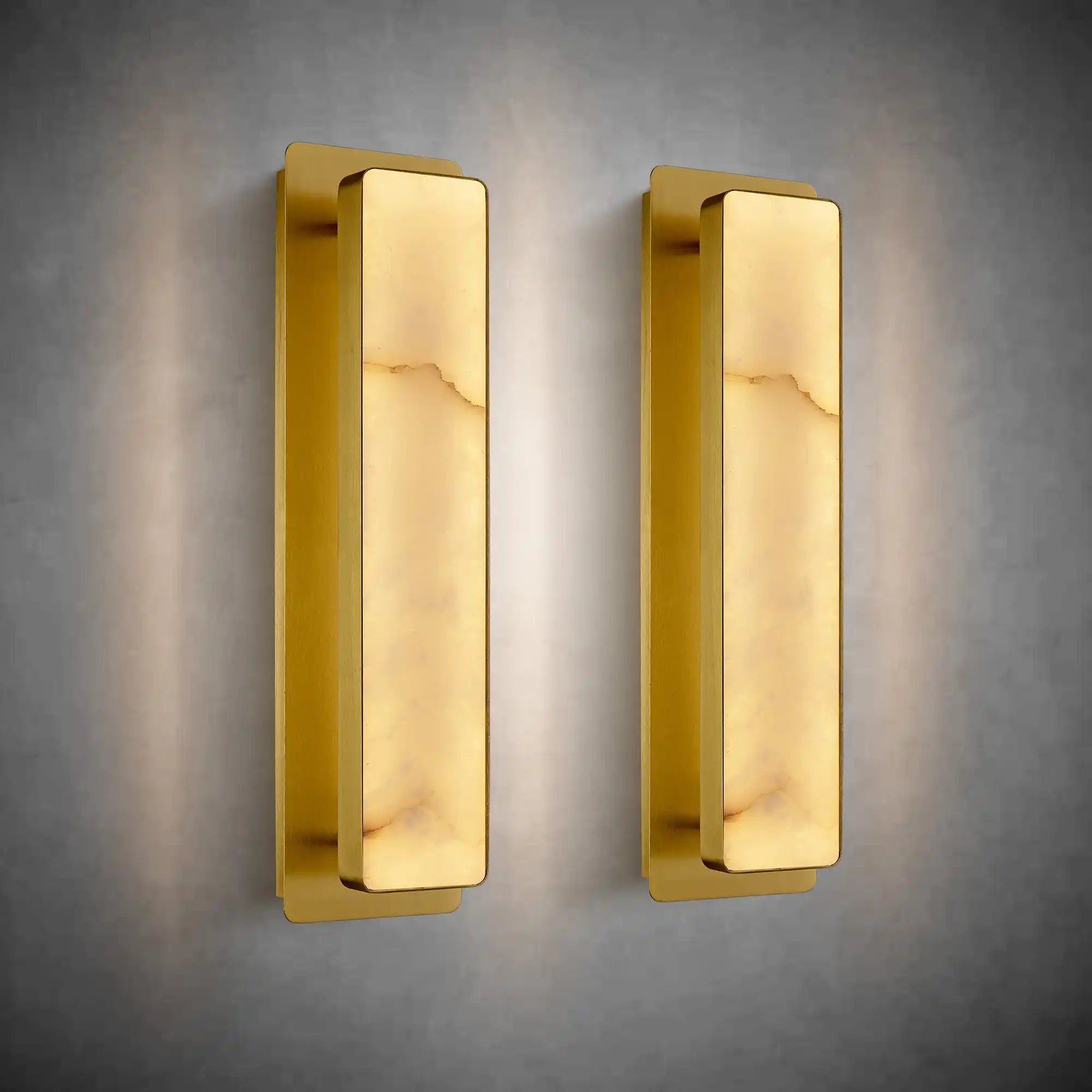 19.7" Alabaster Rectangular Wall Sconces Natural Wall Sconce Set of Two